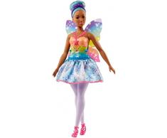 Barbie Dreamtopia poupée fée Arc-en-ciel ailée aux cheveux bleus et tenue multicolore, jouet pour enfant, FJC87