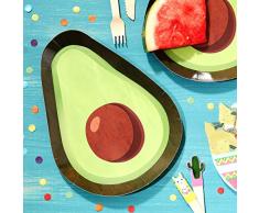 Ginger Ray VF-809 Viva La Fiesta Assiettes en papier avocat, fantaisie