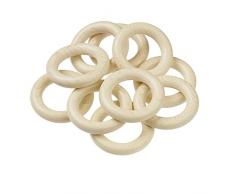 Fehn 249934 Lot de 10 Anneaux en Bois/pour DIY, bricoler, Peindre, Bijoux, Porte-clés, Main/Idéal comme Suspension pour Mobile, Attrape-rêves/Rideaux/en Allemagne/Dimensions : Ø 5,8 cm