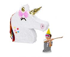 Relaxdays Pinata Licorne, à Suspendre, pour Enfants à remplir, Anniversaire Jeux décoration, Blanc, 10028079