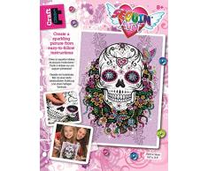 MAMMUT 8311824 Sequin Art Teen Craft Tableau à sequins Motif tête de mort Tête de mort avec cadre en polystyrène, motif de paillettes, broches à paillettes, instructions pour enfants à partir de 8 ans