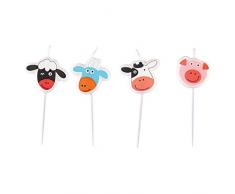 amscan - 9900385 - 4 Bougies avec Mini Figurine Farm Fun