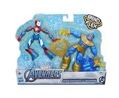 Marvel Avengers – Pack de 2 figurines flexibles Iron Patriot vs Thanos Bend & Flex – 15 cm