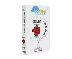 Moonlite 6047236 Monsieur Madame - Pack Histoire Monsieur Costaud - Projecteur dhistoires pour enfant bébé - Effets sonores et lumineux -Educatif et interactif - 1 à 7 ans -Inspiré des livres contes