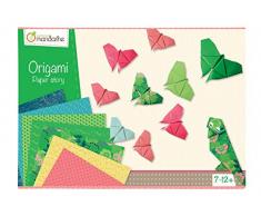Avenue Mandarine 42720O - Une boite créative Origami Initiation n°1 comprenant 40 feuilles de papier origami, une planche de stickers et 10 modèles de pliage