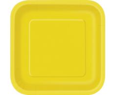 Unique Party - 31787 - Paquet de 16 Assiettes Carrées en Carton - 18 cm - Jaune