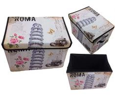 GMMH Boîte de Rangement avec Couvercle rembourré Paris Rome Angleterre Londres Boîte Organiseur (Paris)