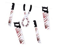 Le caoutchouc plantation TM 619219291378 Halloween Bloody Guirlande Prop Décoration à suspendre couteau Ciseaux Outil armes Bannière, adulte, taille unique