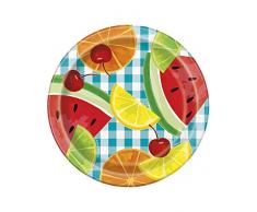 Unique Party 21034 18 cm Vichy Bleu sarcelle dété pique-nique Assiettes en papier, Lot de 8