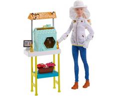 Barbie Métiers coffret poupée Apicultrice blonde avec ruche et accessoires, jouet pour enfant, FRM17