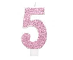 Unique Party-84255 Bougie, 84255, Rose/argenté