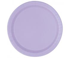 Unique Party - 31355 - Paquet de 8 Assiettes en Carton - 21,9 cm - Lavande