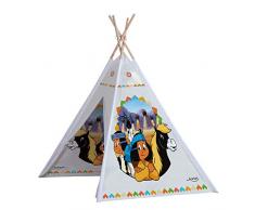 John- Tipi Tente de Jeu Yakari, 78606, Blanc/Multicolore/Naturel