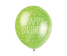 Unique Party 56078 - Ballons de Baudruche Nacré - 30 cm - Happy Birthday - Assortiment de 5
