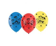 amscan 6 Ballons de baudruche Pat Patrouille, 9903825, Rouge, Bleu, Jaune, Taille Unique