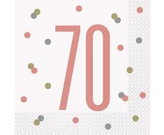 Unique Party- Serviettes de table en papier, 84887, Rose Gold