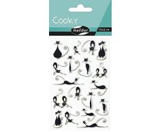 Maildor 560416C - Un sachet de gommettes 3D Cooky 1 planche 7,5x12cm, Chats Noirs (18 stickers)