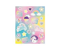 Unique Party 72508 Licorne fête Autocollant Feuilles, Lot de 4