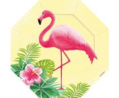 amscan 9903326 Flamingo Paradise Assiette en Forme de Flamant Rose Multicolore 18 cm