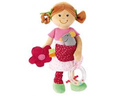 sigikid 40882 fille, poupée déveil en peluche et tissu, rose/beige/vert