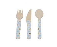 Neviti 775639 Pattern Works Lot de 24 couverts en bois Bleu 16,4 x 2 x 0,3 cm