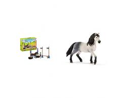 Schleich Farm World Playset Course dagility pour Poney, 42482, Multicolore & Horse Club Figurine Étalon andalou, 13821, Multicolore