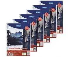 Stylex 43887-P6 spirale de Cahier, DIN A5, Lot de 6, carreaux - version allemande