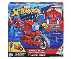 Marvel Spider-Man – Figurine Titan Spider-Man 30 cm et sa moto - Parle en français - Jouet Spider-Man