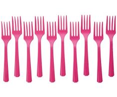 Amscan International 552290-103 Lot de 10 fourchettes en plastique Rose vif