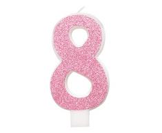 Unique Party-84258 Bougie, 84258, Rose/argenté