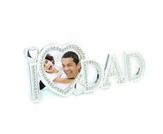 Gifts 4 All Occasions Limited SHATCHI-1320 Cadre photo Shatchi I Love Dad en métal argenté 7,6 x 7,6 cm Cadeau de Noël