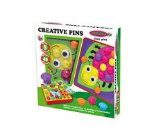 Jamara 412723 Lot de 52 punaises créatives Lot de 5 Cartes à Motif. Assortiment de Couleurs - Favorise Les capacités motrices, Les Couleurs et Les Formes - Boîte en Plastique Pratique - Multicolore