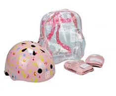 Funbee- Mochila+Casco Bol + protecciones Rosa Protections Enfant, OFUN006-F, Rose