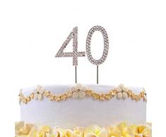Gifts SHATCHI-818 Décoration de gâteau 4 Occasions Limitée 40 Argent Diamant Décorations de fête Anniversaire
