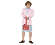 Smiffys Licenciado oficialmente Costume matelassé Mrs Brown, Rose, Robe, gilet, perruque, lunettes, mouchoir et