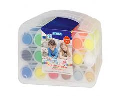 Stylex 28952 – Couleurs Scolaires, 18 Couleurs de Peinture pour Enfants, dans des Bols de 25 ML dans Une Mallette Pratique, 6 Couleurs Standard, 6 Couleurs Fluo et 6 Couleurs métalliques