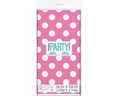 Unique Party - 50265 - Nappe - Plastique à Pois - 2,74 x 1,37 m - Rose Vif