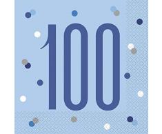 Unique Party- Serviettes de table en papier, 83564, Bleu/argenté