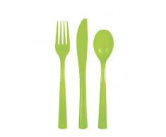 Unique Party 39535-Lot de Couverts en Plastique pour 6 Invités-Vert Néon-18 Pièces, 39535