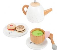 11214 Service à thé en bois Cuisine denfants, accessoires pour cuisine denfants / cuisine de jeu avec 17 pièces, à partir de 3 ans
