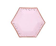 Neviti- Glitz and Glamour Assiettes en carton, 773260, Pink/Rose Gold, moyen