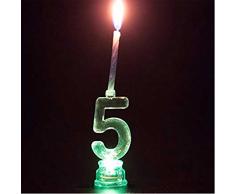 Gifts SHATCHI-1249 Shatchi Anniversaire Chiffre 5 clignotant Changement de couleur avec 4 bougies Décoration de gâteau Multicolore