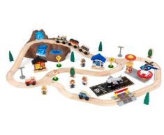 KidKraft 17826 Circuit de train en bois Bucket Top Mountain, jouet enfant incluant 61 pièces