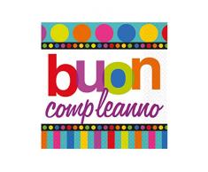 amscan International BUON Compleanno Serviettes de Table à Pois et Rayures