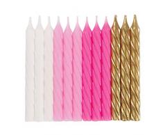 Unique Party- Bougies, 19972, Pink, White & Gold