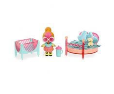 MGA- Meubles L.O.L Chambre à Coucher avec la poupée Neon Q.T. et 10+ Surprises Toy, 561743E7C, Multicolore