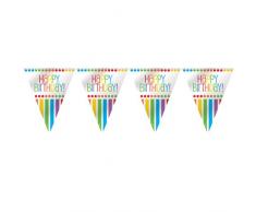 Unique Party - 47118 - Guirlande dAnniversaire de Fanions - Happy Birthday - Fête Arc-en-Ciel - 3,6 m