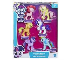 My Little Pony – Figurines des 6 Poneys Principaux - Twilight Sparkle, Pinkie Pie, Applejack, Rainbow Dash, Rarity & Fluttershy - 8 cm
