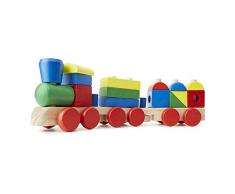 Melissa & Doug, Train à empiler (jouet classique en bois pour tout-petits, 18 pièces)