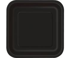 Unique Party - 32060 - Paquet de 14 Assiettes en Carton - 23 cm - Noir